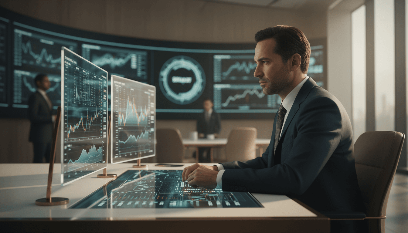 Commodity trading professional reviewing market analysis